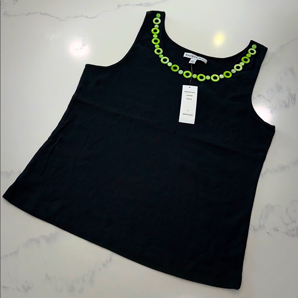 MADISON HILL~Beaded Neckline~Embellished Tank Top